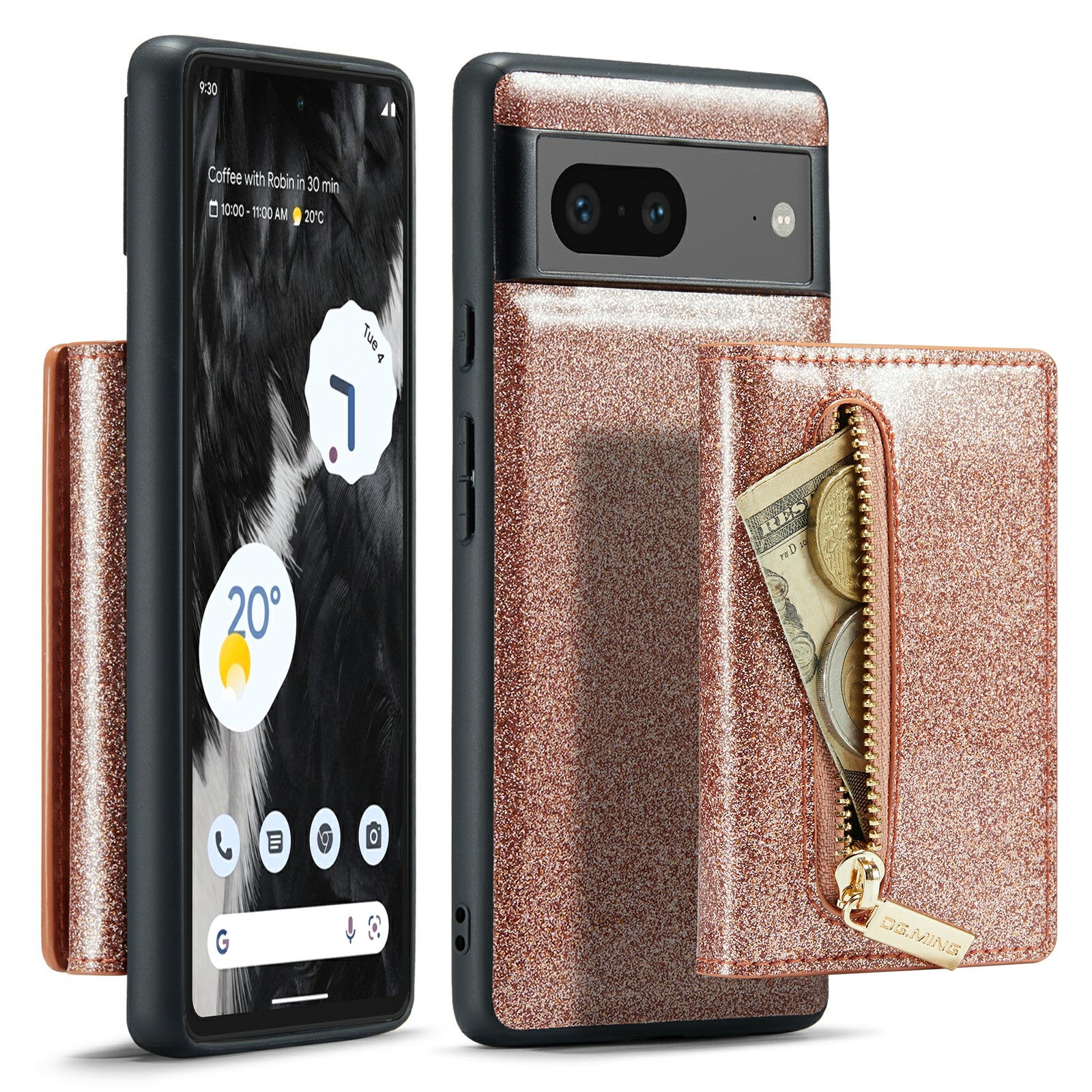 DG.MING M3 Series For Google Pixel 7 5G Magnetic Detachable Glitter Bling Powder PU Leather Phone Cover Wallet Kickstand Shockproof Phone Case DG.MING M3 Series For Google Pixel 7 5G Magnetic Detachable Glitter Bling Powder PU Leather Phone Cover Wallet Kickstand Shockproof Phone Case